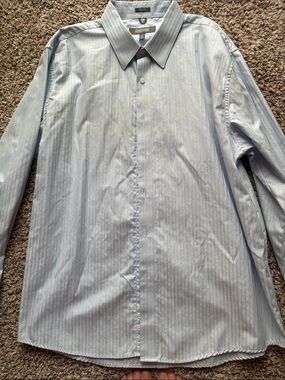 Kenneth Cole Reaction Light Blue Pinstripe Dress Shirt